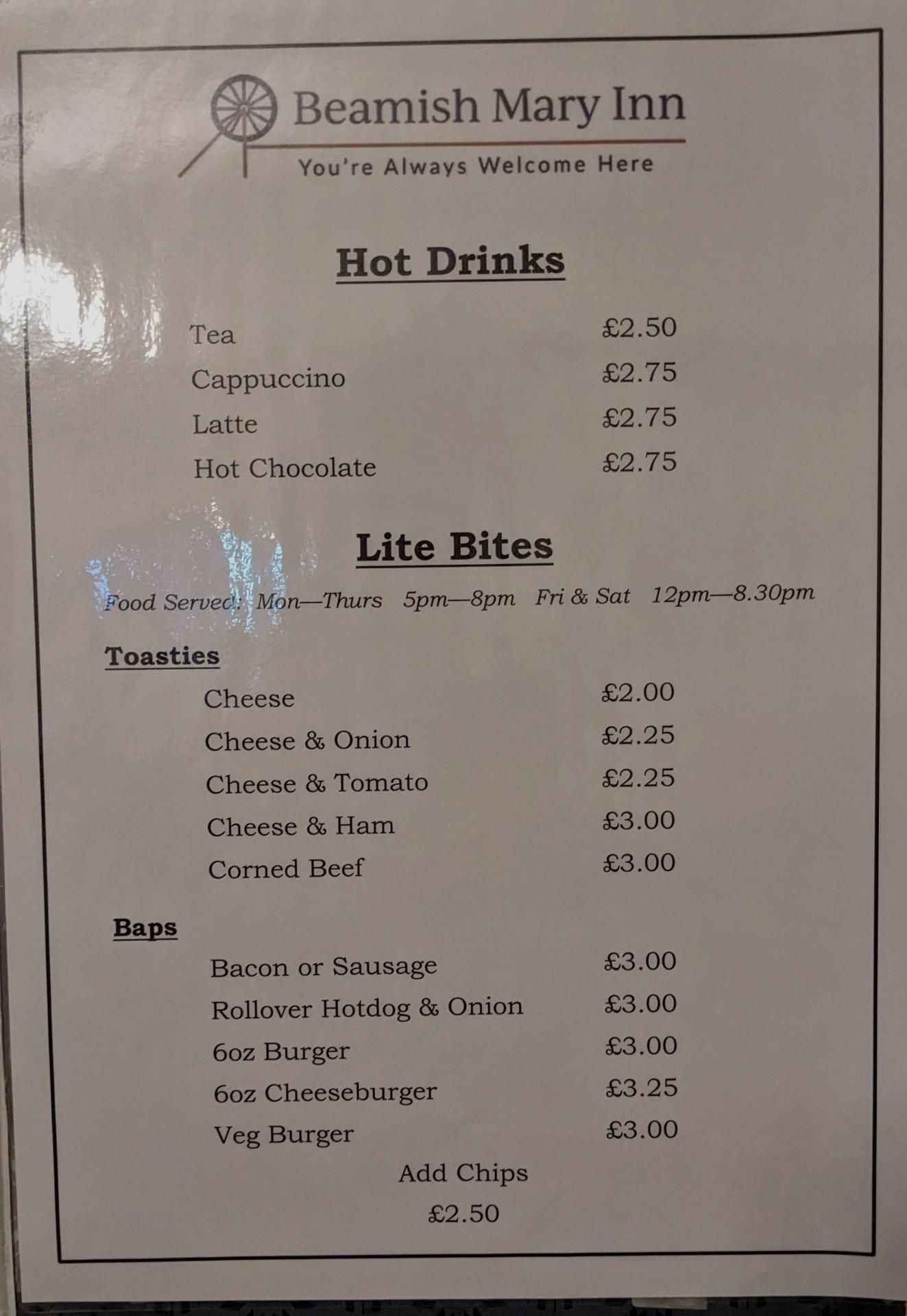 Typical food menu. (Pub, Restaurant, Sign). Published on 24-03-2023