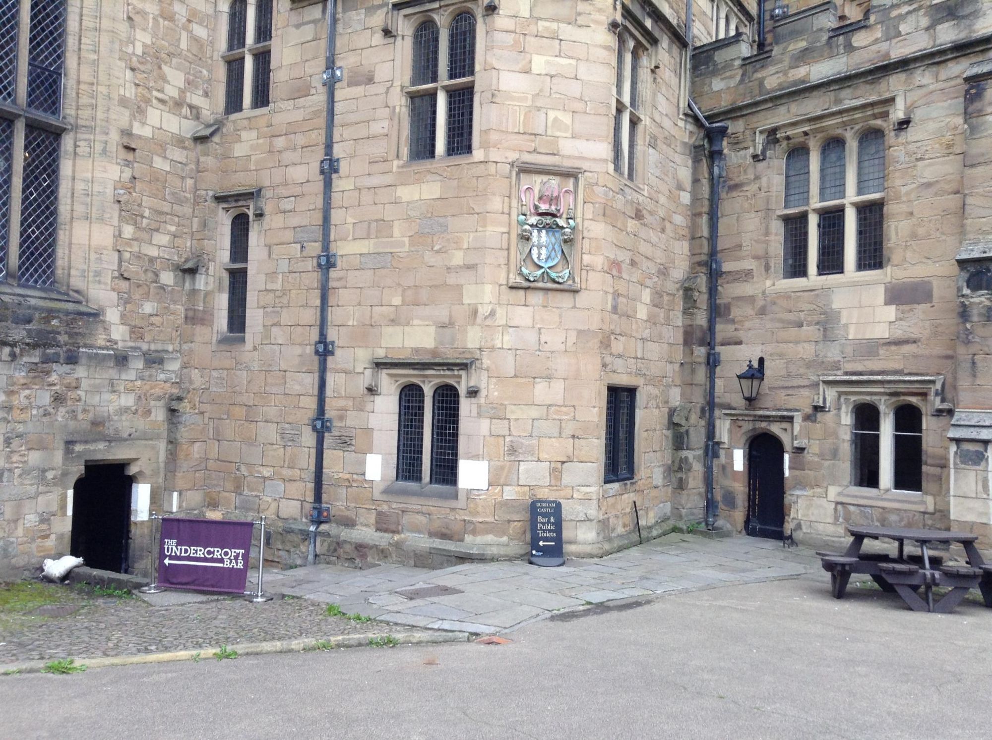 Durham castle entrance sign. (Pub, External, Sign, Key). Published on 15-08-2019