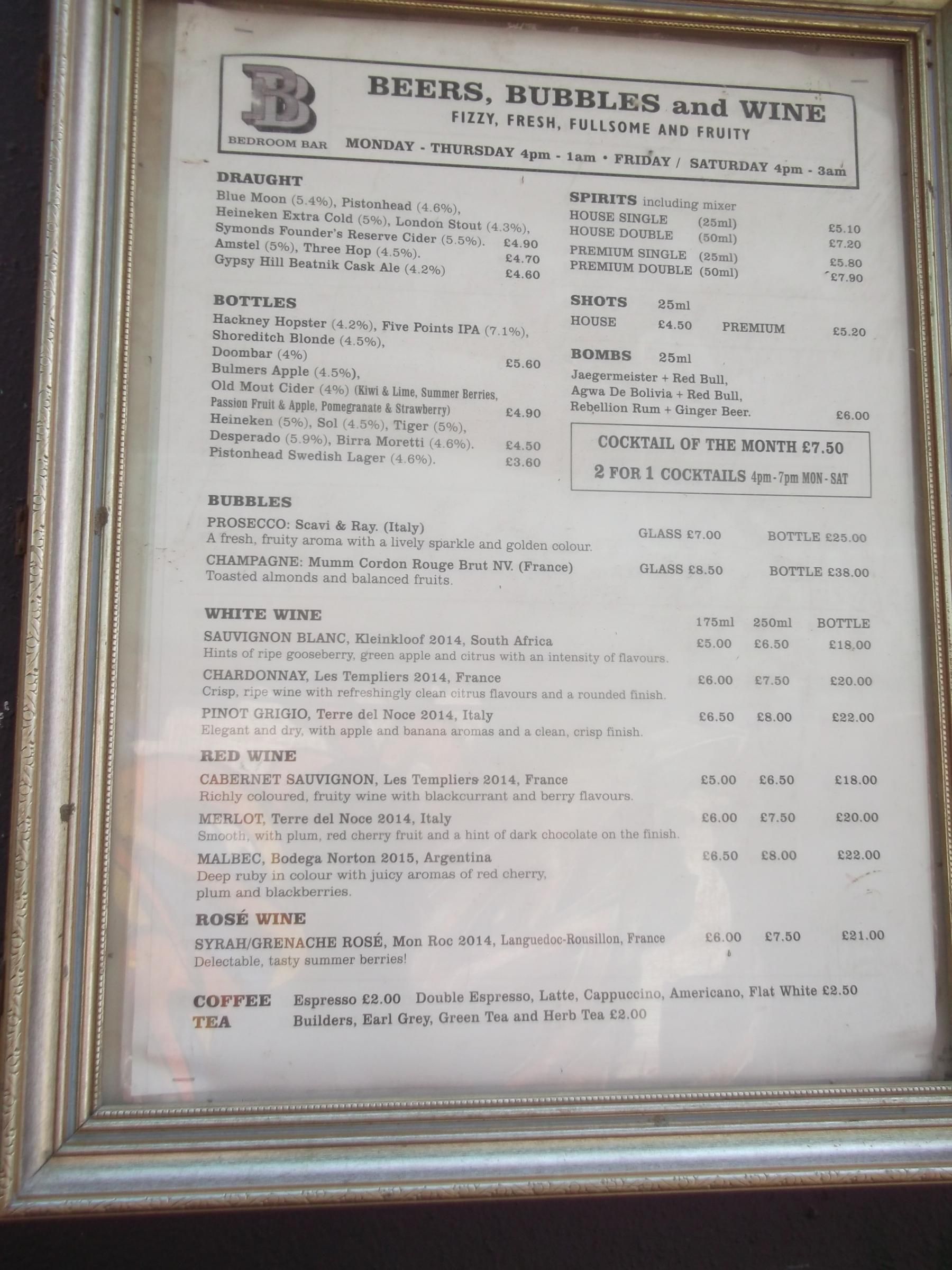 Bedroom Bar London EC2 taken 13-5-2016.. (Pub, External). Published on 10-10-2018