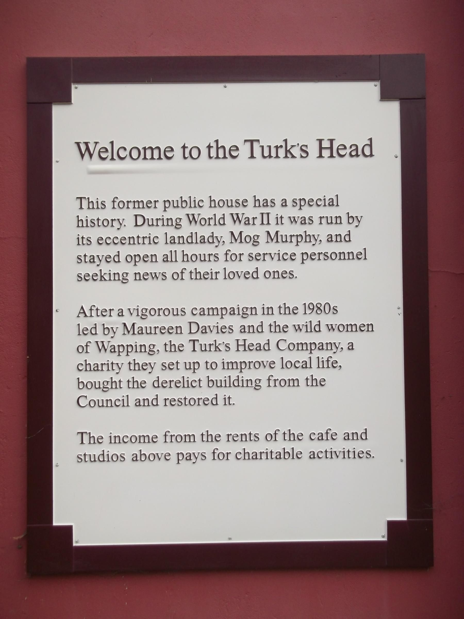 Turks Head London E1 taken 2012-06-01. (Sign). Published on 20-02-2020