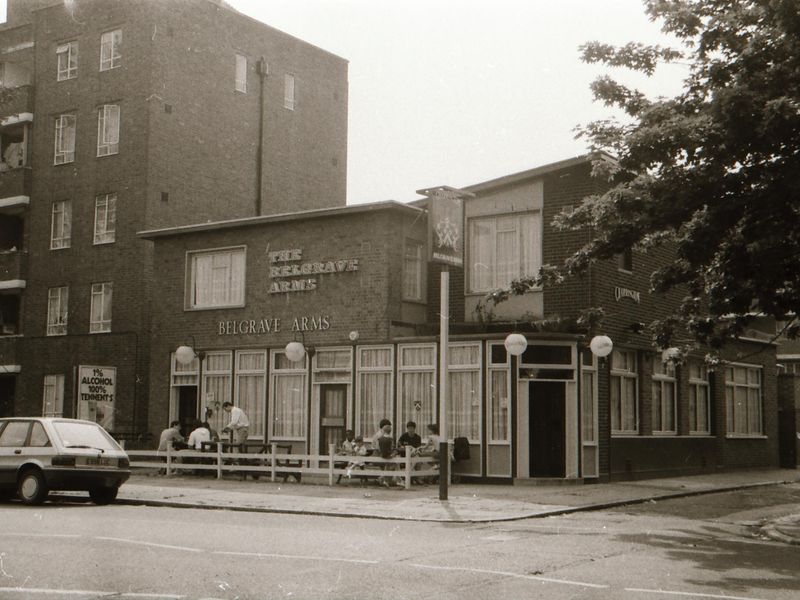 Belgrave Arms (site of) London E8 taken in July 1989. (Pub, External, Key). Published on 21-06-2018