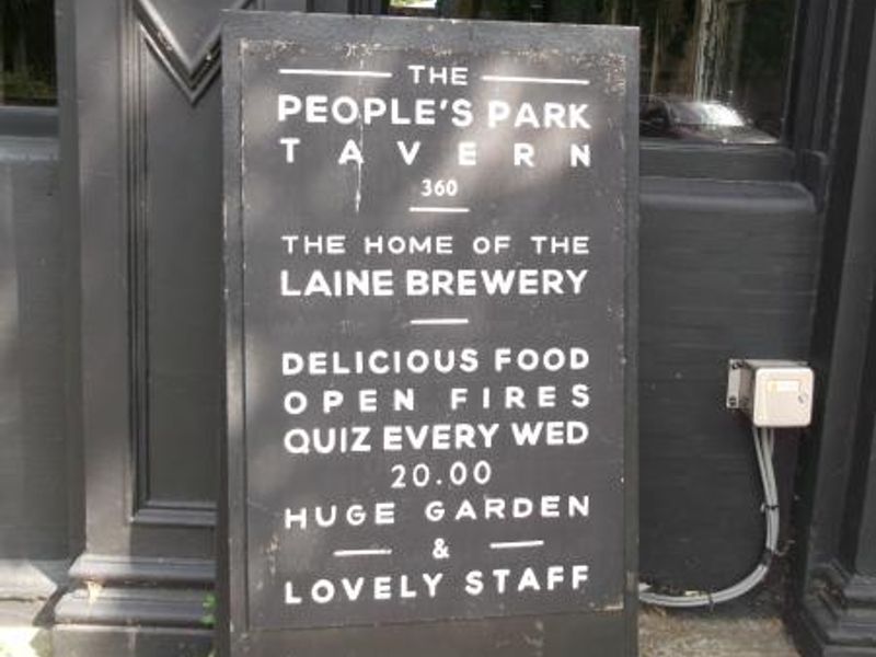 Peoples Park Tavern London E9 taken June 2015. (Sign). Published on 13-08-2015