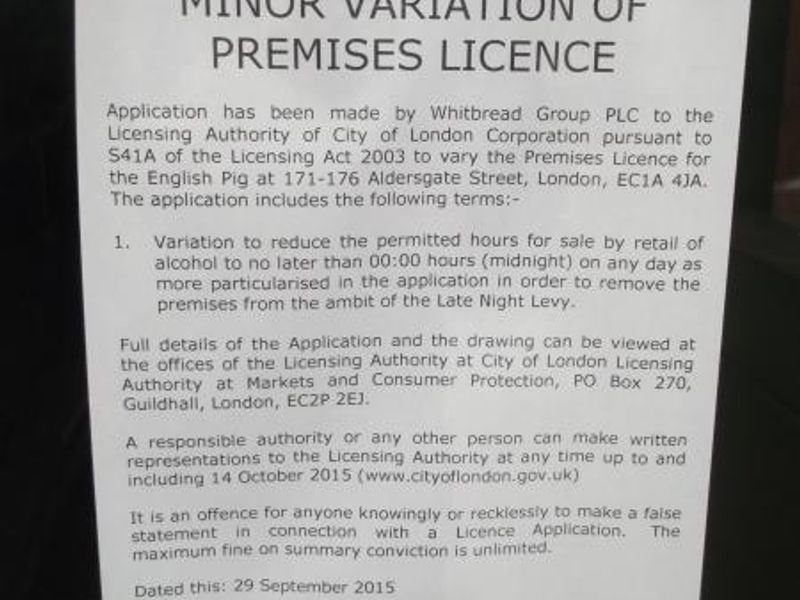 English Pig  London EC1 taken Oct 2015. (Pub, External). Published on 06-12-2015