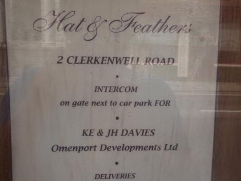 Hat & Feathers London EC1 taken Aug 2015. (Sign). Published on 13-08-2015