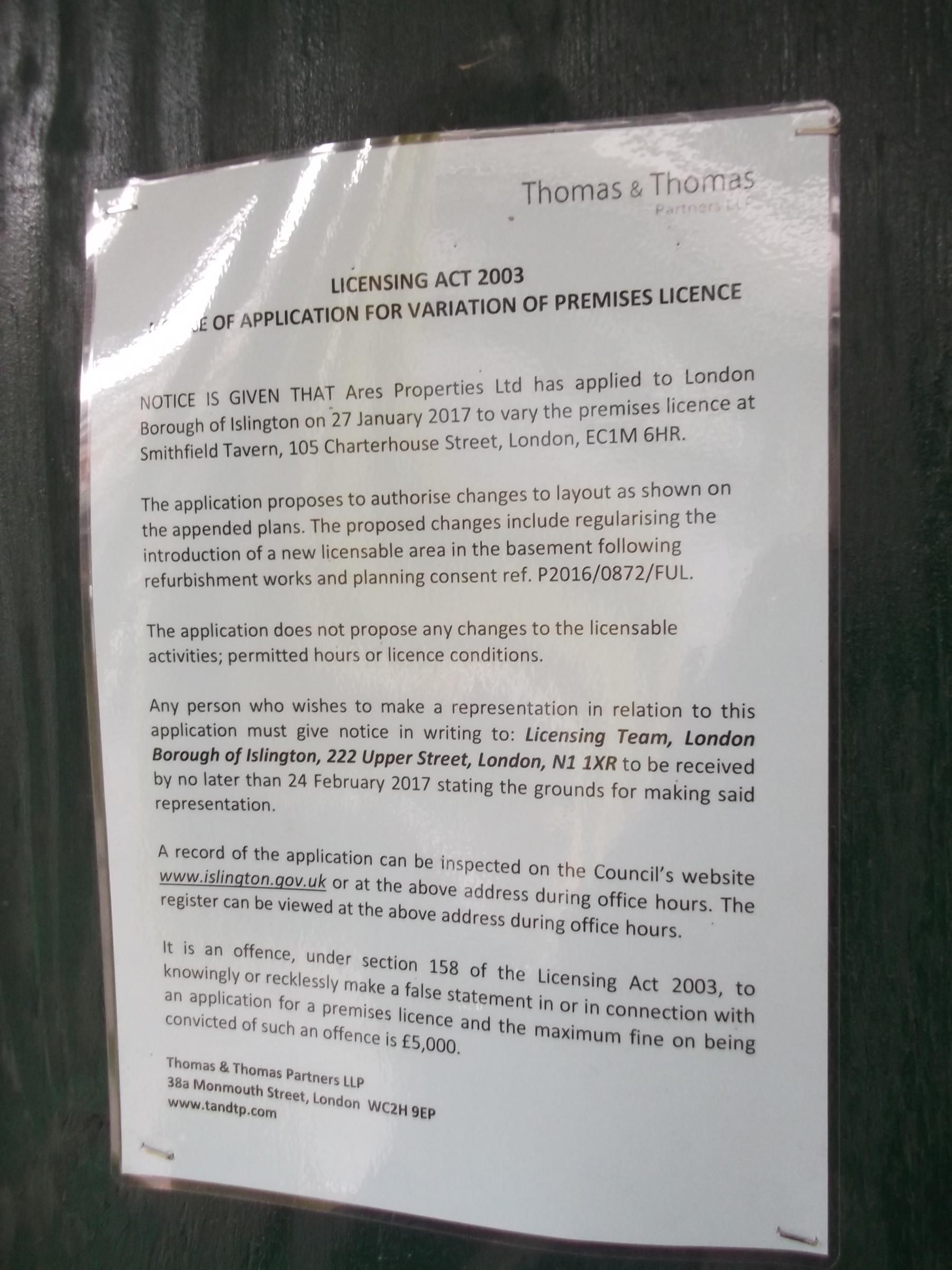 Smithfield Tavern London EC1 taken 20 Feb 2017.. (Pub, External). Published on 16-04-2019