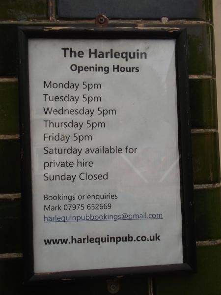 Harlequin London EC1 taken Aug 2015. (Sign). Published on 13-08-2015