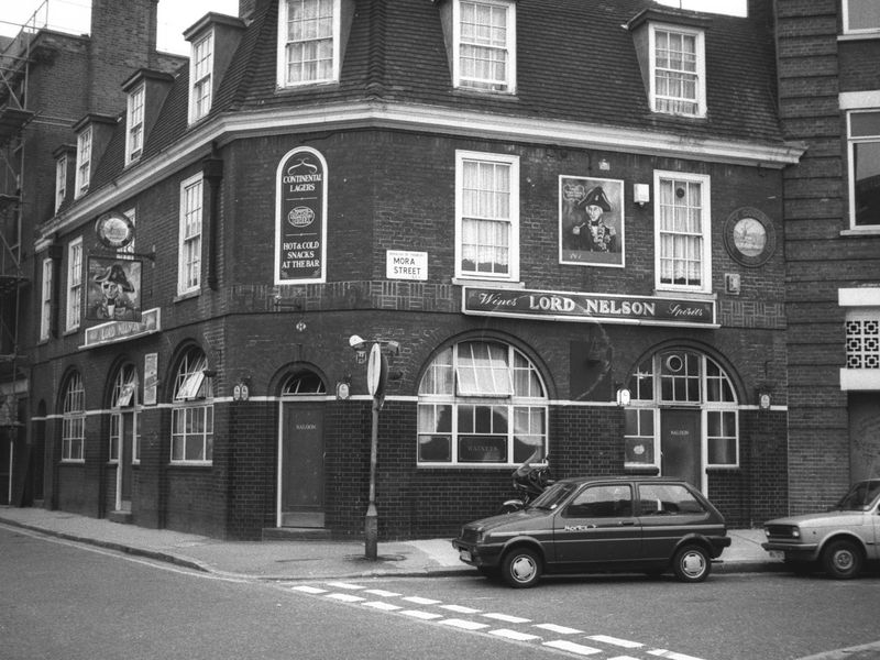 Lord Nelson Mora St London EC1 taken July 1985.. (Pub, External). Published on 07-02-2019