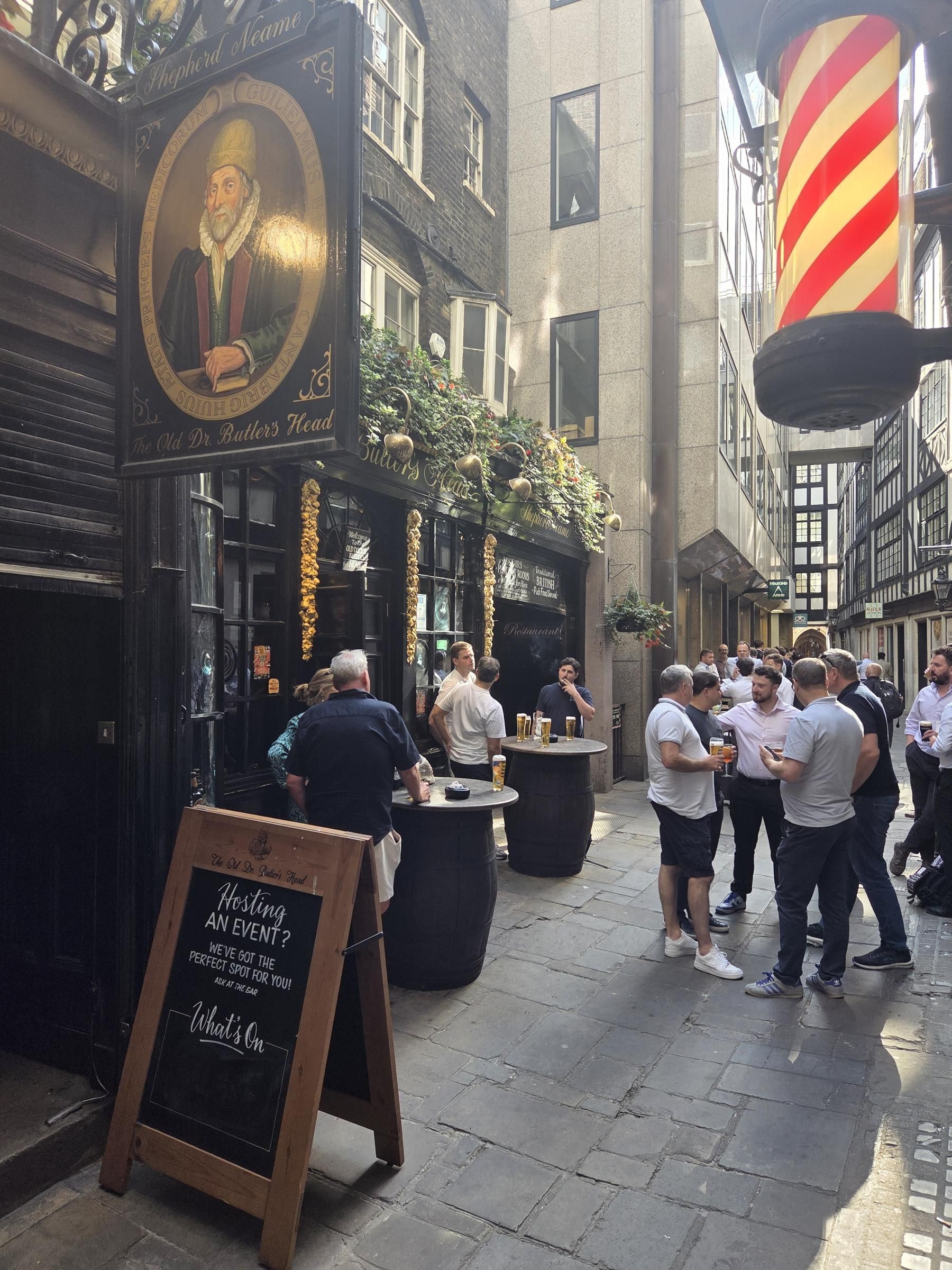 Old Doctor Butler's Head London EC2V 20260811. (Pub, External, Key). Published on 19-08-2026