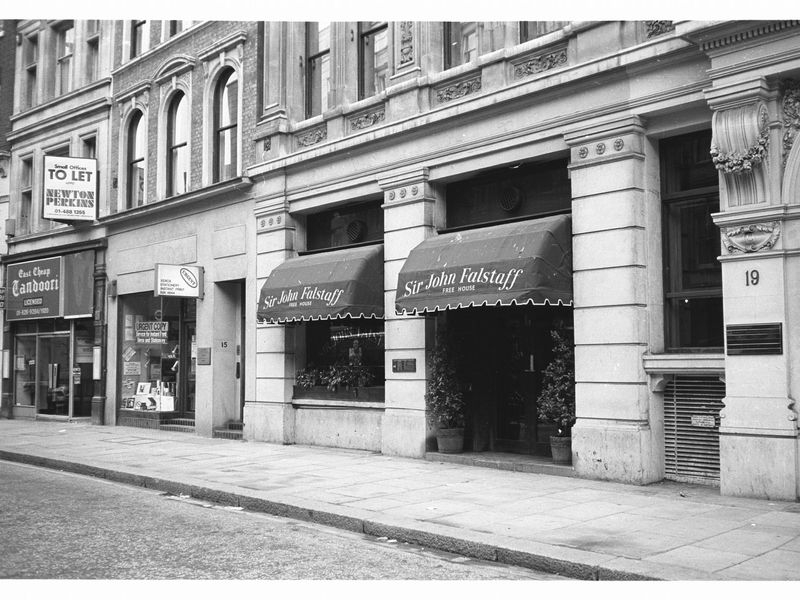 Sir John Falstaff London EC3 taken in July 1985.. (Pub, External, Key). Published on 12-04-2019 