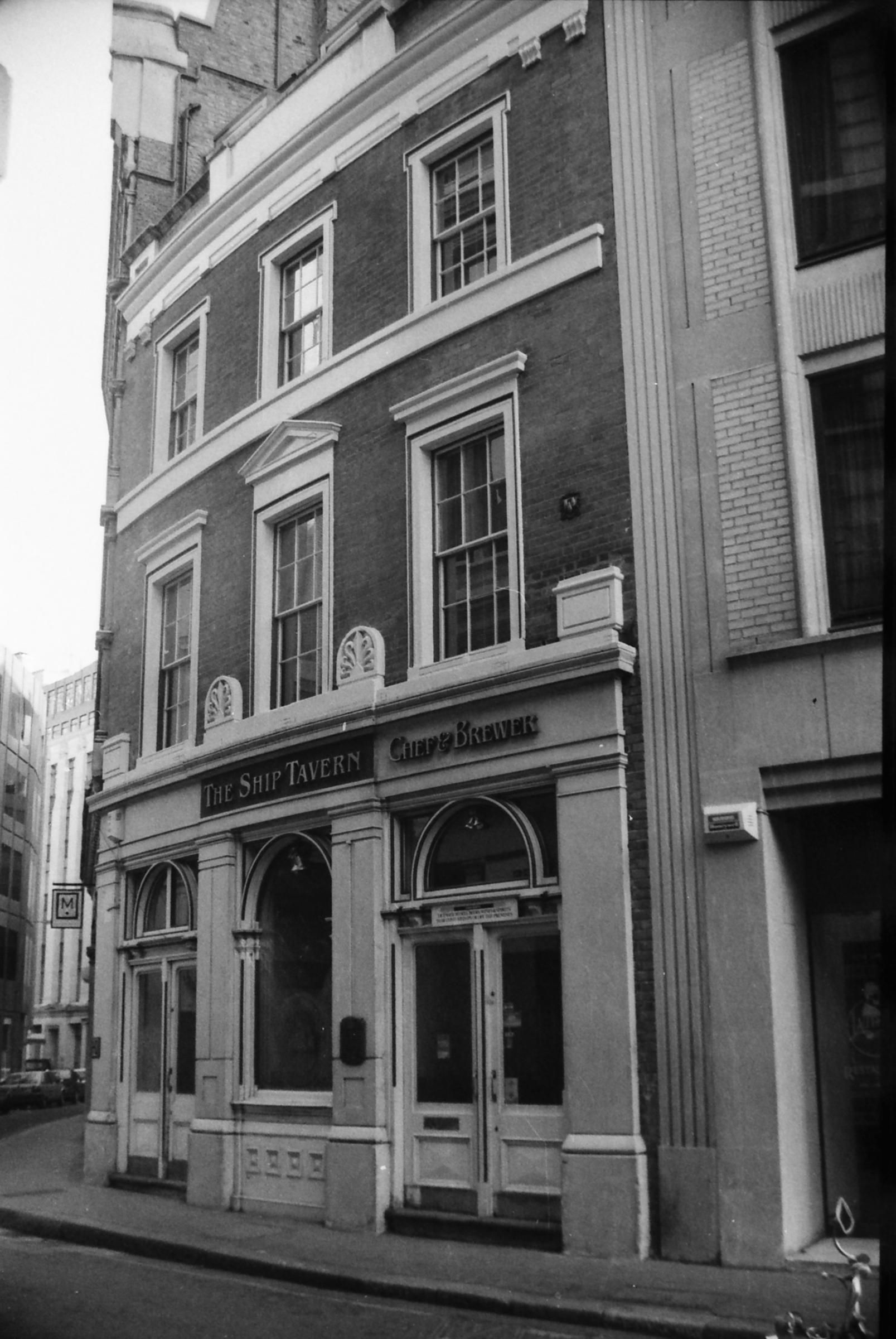 Ship Lime St London EC3 taken in Dec 1988.. (Pub, External). Published on 12-04-2019