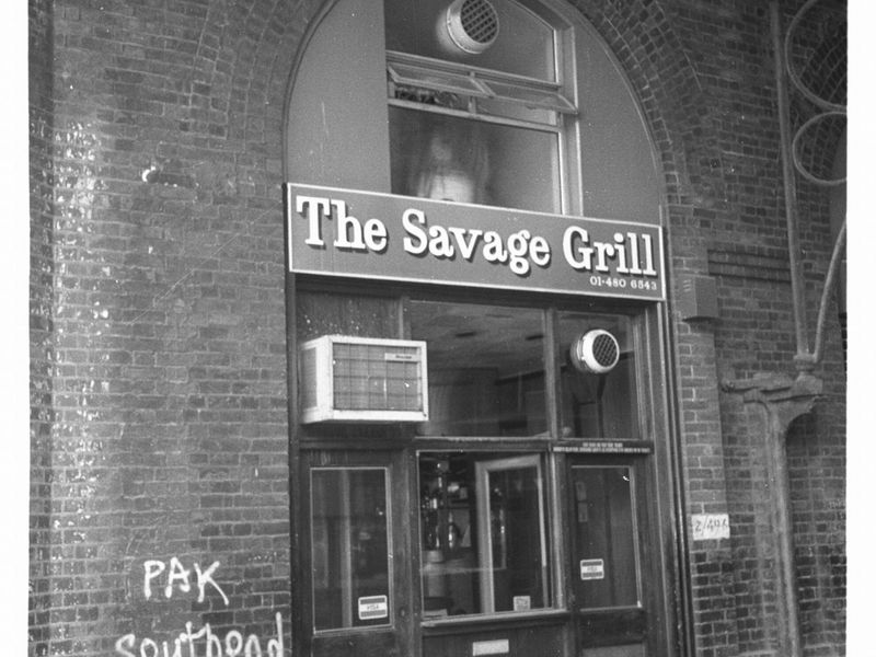 Savage Grill London EC3 taken in July 1985.. (External). Published on 12-04-2019