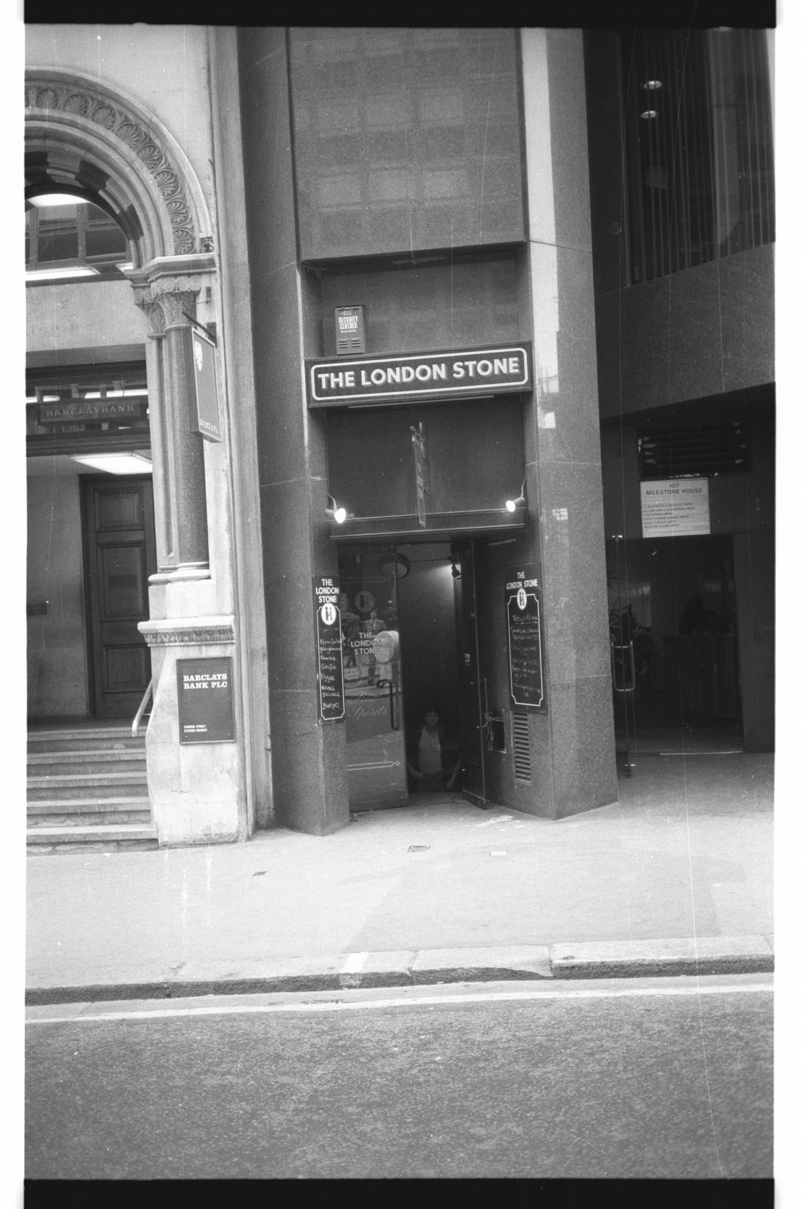 London Stone London EC3 taken in July 1985.. (Pub, External). Published on 12-04-2019