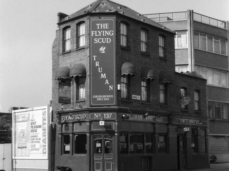 Flyng Scud London E2 taken in Sept 1988. (Pub, External, Key). Published on 22-02-2018