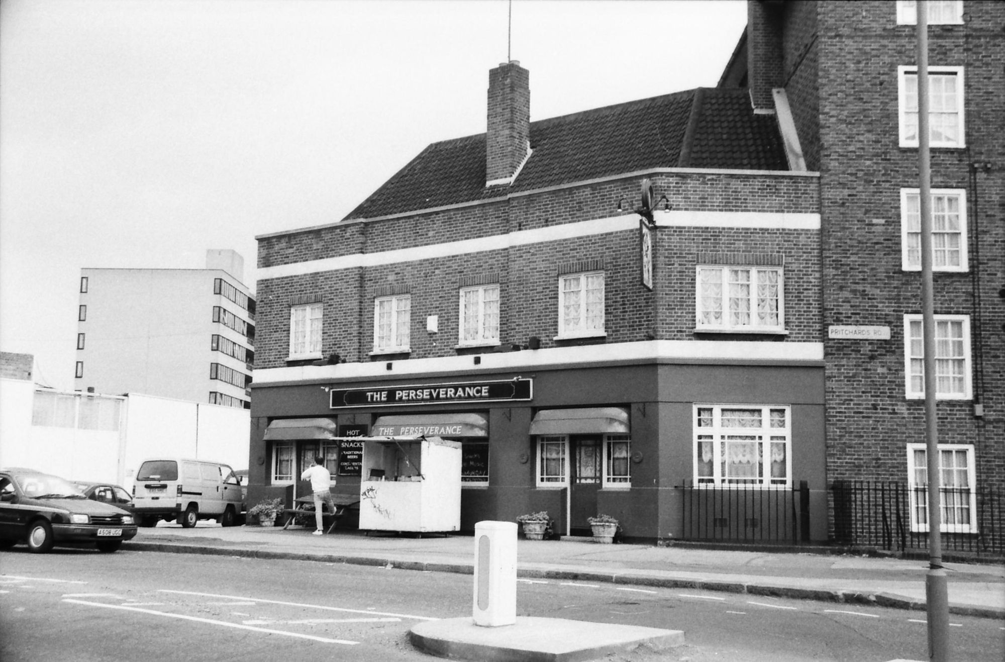 Perseverance Pritchards Row  London E2 taken 2 July 1989. (Pub, External). Published on 22-02-2018