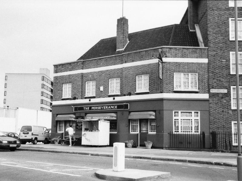 Perseverance Pritchards Row  London E2 taken 2 July 1989. (Pub, External). Published on 22-02-2018 