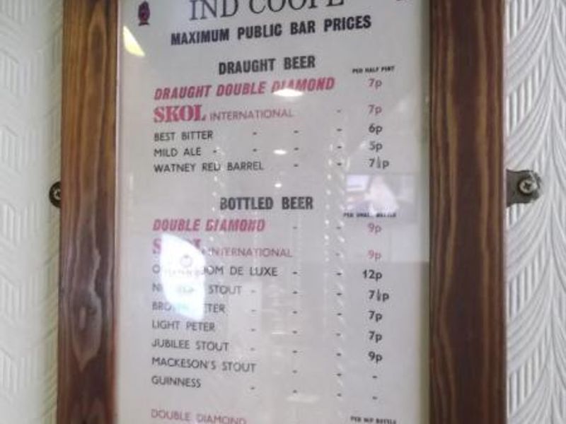 Bow Bells old price list. (Pub). Published on 02-12-2013