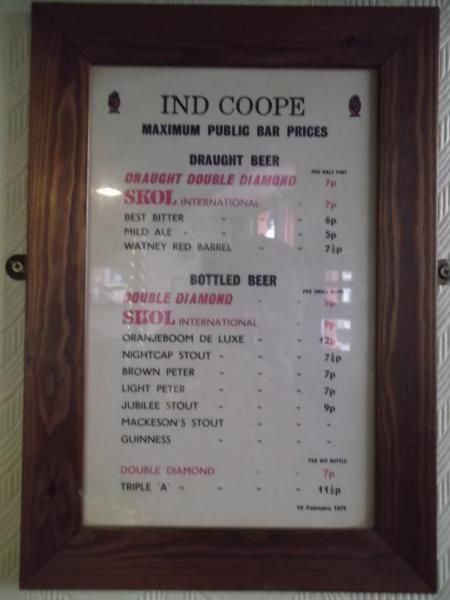 Bow Bells old price list. (Pub). Published on 02-12-2013