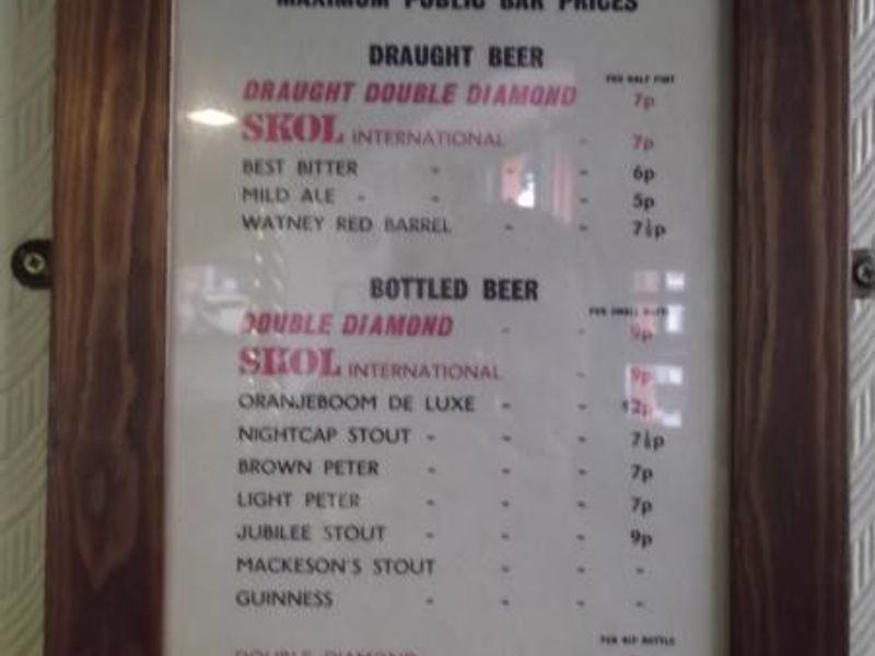 Bow Bells old price list. (Pub). Published on 02-12-2013