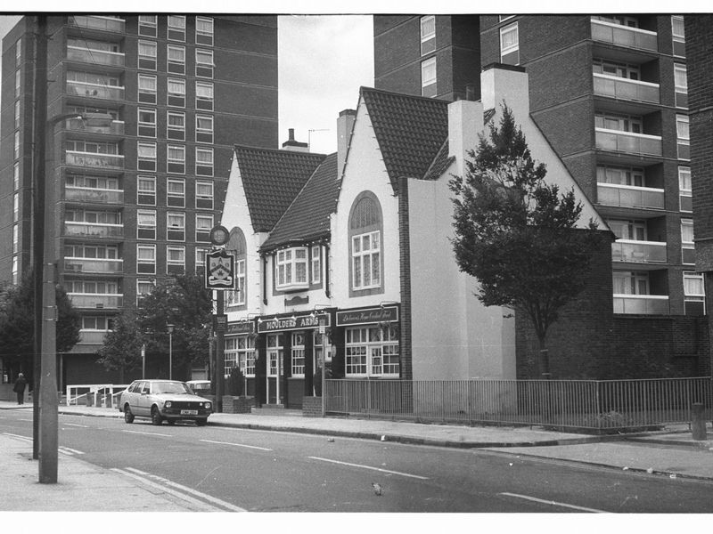 Moulders Arms London E3 taken in 1985. (Pub, External, Key). Published on 28-03-2018