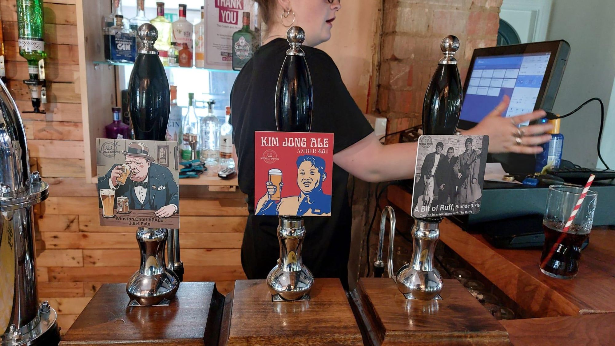 Mitchell Brewing Co. beers on the bar 12/05/2024. (Pub, Bar). Published on 14-05-2024