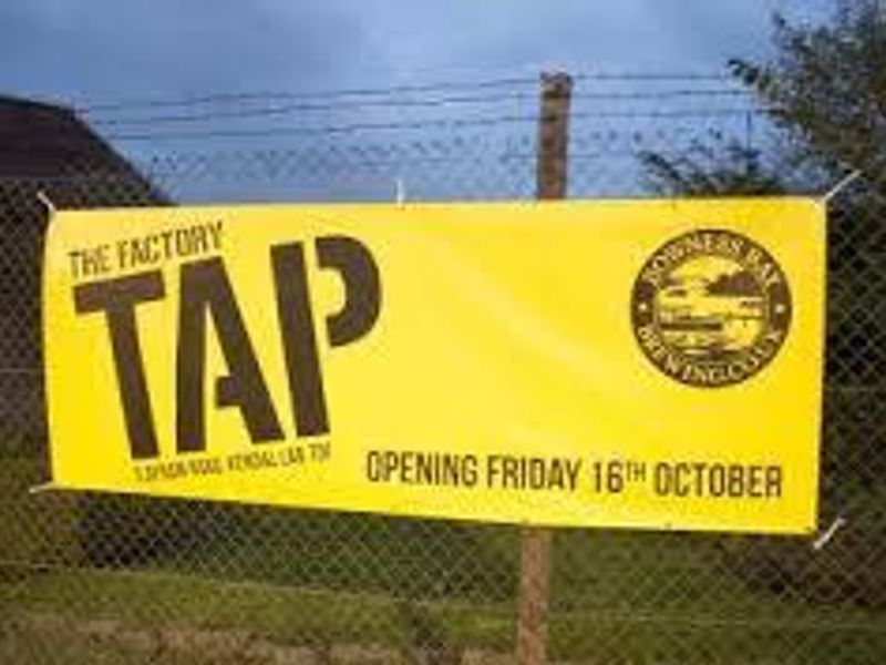 Factory Tap opening. (Sign). Published on 01-01-1970