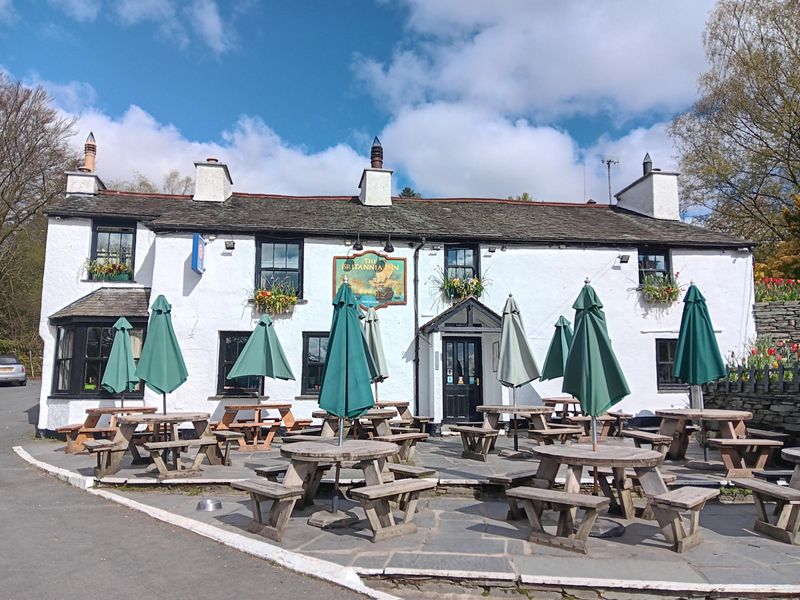 Britannia Inn Elterwater April 2024. (Pub, External, Key). Published on 26-04-2024