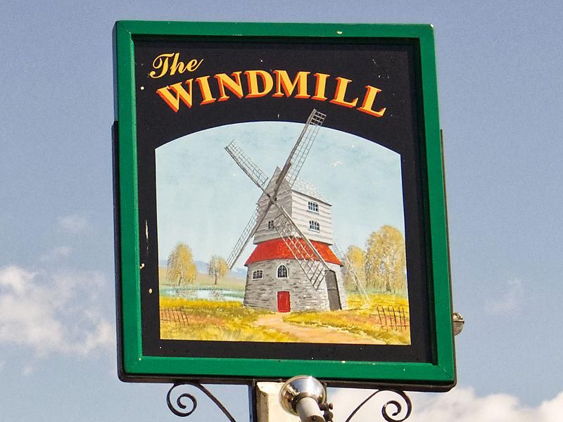 The Windmill pub sign. (Pub, External, Sign). Published on 15-08-2024