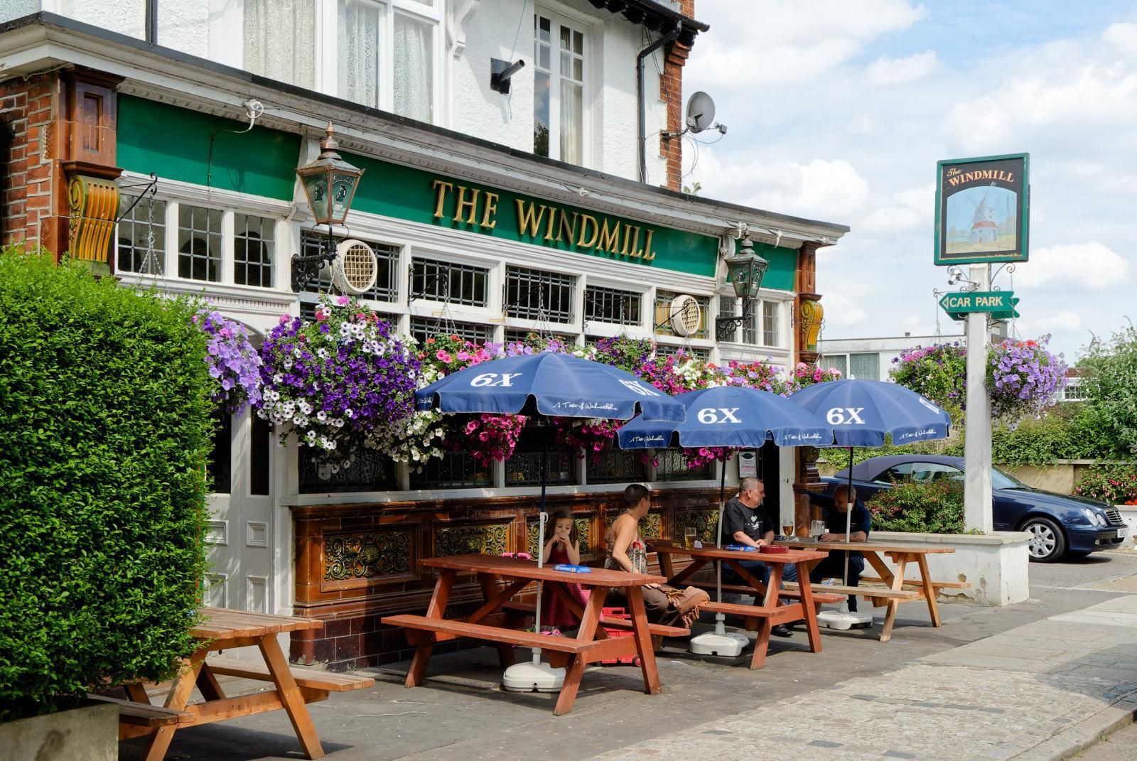 The Windmill, Hampton Hill pub sign (July 2011). (Pub, External, Key). Published on 14-05-2026