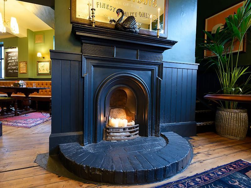 Fire place in bar area. (Pub). Published on 01-02-2025