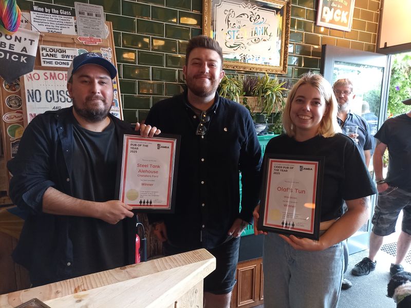 Steel Tank - Pub of the Year; Olaf's Tun - Cider Pub of the Year. (Publican, Branch, Award). Published on 27-07-2025 
