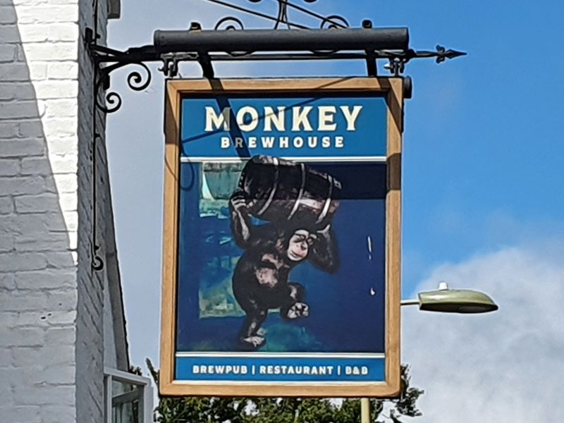 Monkey Brewhouse, Lymington (Photo: Pete Horn 23/08/2022). (Sign). Published on 23-08-2022