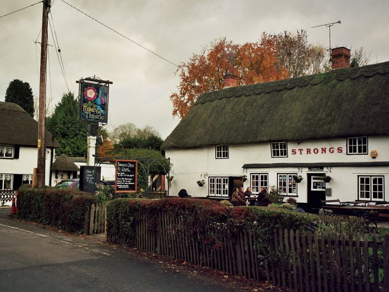 Rose & Thistle, Rockbourne. (Pub, External, Garden, Sign, Customers). Published on 06-01-2011
