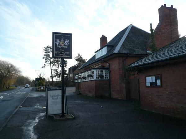Wentworth Arms from road with pub sign, January 2014. (Pub, External, Sign). Published on 14-01-2014