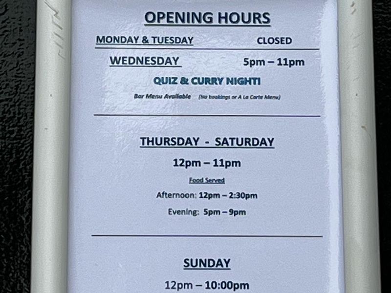 Opening Times Oct 22. (Sign). Published on 25-10-2022 