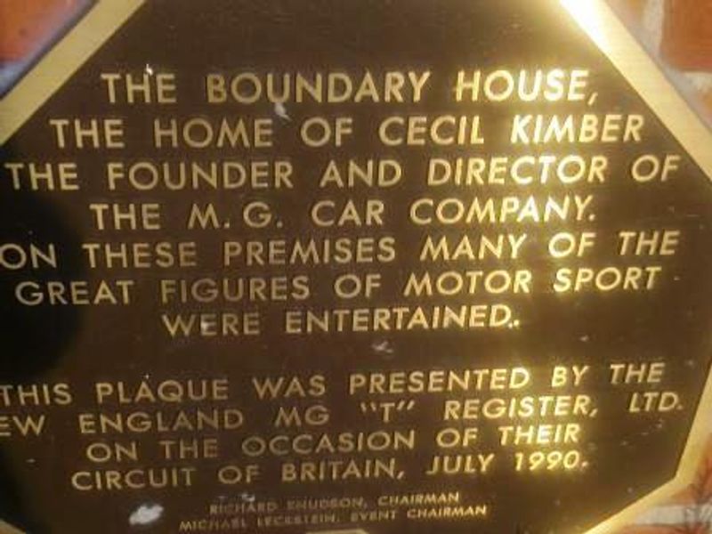 Cecil Kimber plaque. (External). Published on 18-12-2023