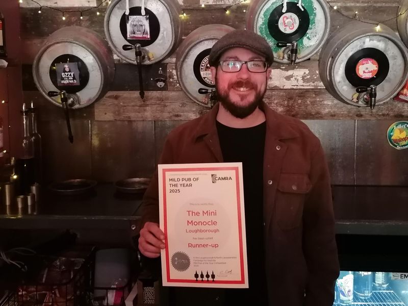 Mini_Monocle_Loughborough_Mild_POTY_2025_Runner-Up. (Publican, Award). Published on 18-05-2025 