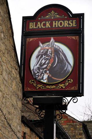 Pub sign Black Horse. (Pub, Sign). Published on 01-01-1970