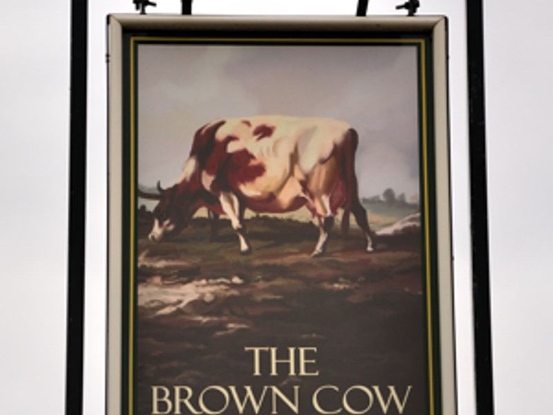Pub sign Brown Cow Inn. (Pub, Sign). Published on 01-01-1970