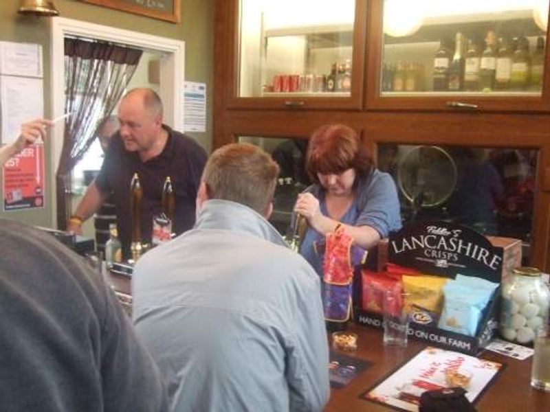 Snug-Carnforth-Preview night â€” Gregg and Julie behind the bar-. (Pub). Published on 24-07-2013