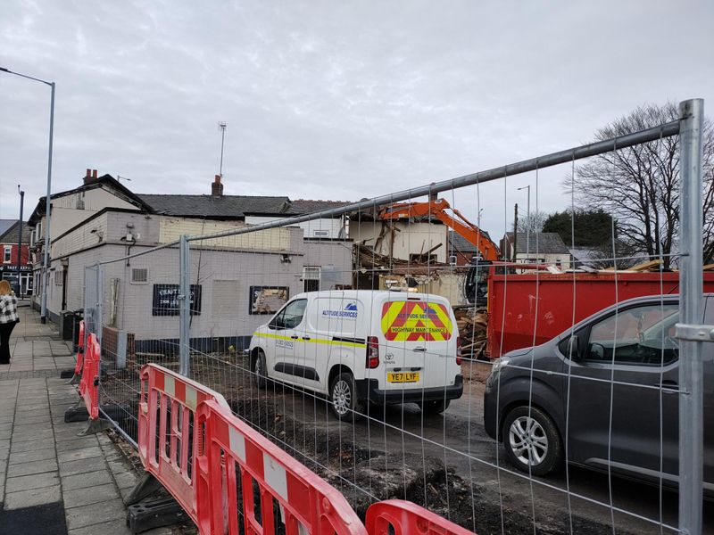 Cheadle Heath - Farmers Arms demolition 2024 02 01. (Pub, External). Published on 02-02-2024