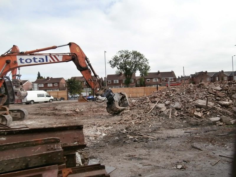 Levenshulme - Kingsway being demolished 25/6/19. (Pub). Published on 03-07-2019