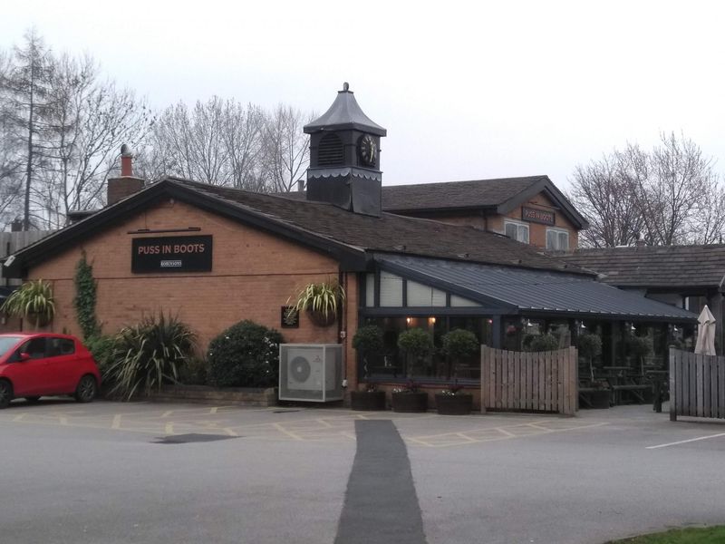 Offerton - Puss In Boots 2019. (Pub, Sign). Published on 25-06-2019