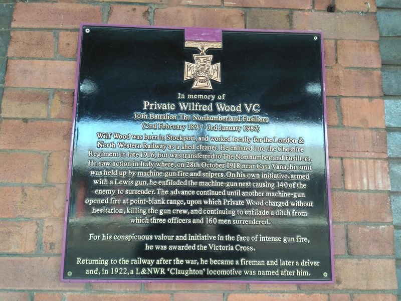 Hazel Grove - Wilfred Wood Plaque at Stockport station. (Pub, External). Published on 25-06-2019 