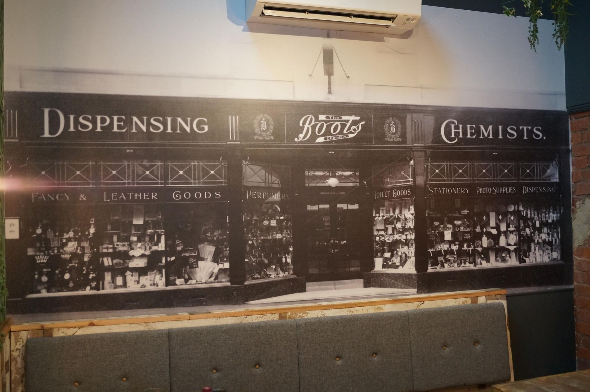 Mural in Garden Room is of building frontage when was Boots Chem. Published on 02-03-2022