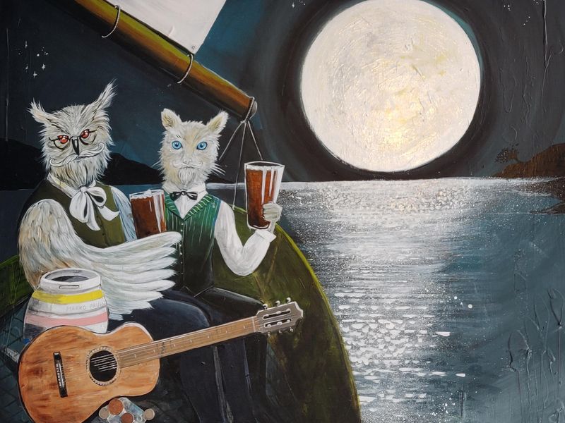 A lovely painting of the Owl & Pussycat in their boat.. Published on 30-04-2023