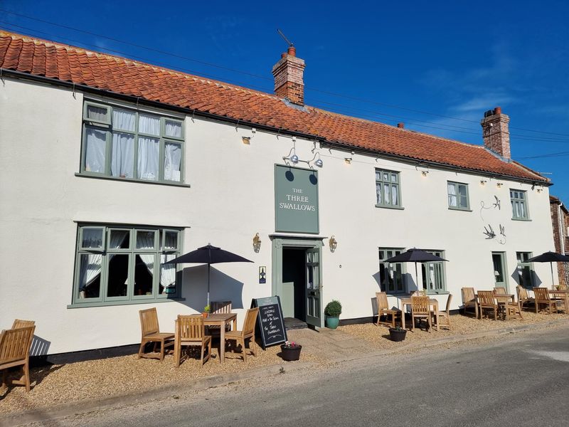 Three Swallows at Cley. (Pub, External, Key). Published on 01-09-2023