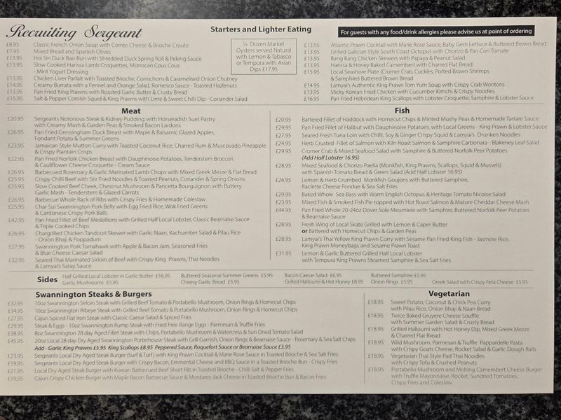 Typical menu. (Restaurant). Published on 01-07-2026 