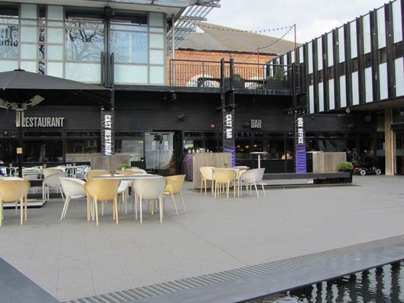 Outside seated area in front of Nottingham Playhouse. (Pub, External, Key). Published on 25-03-2014 