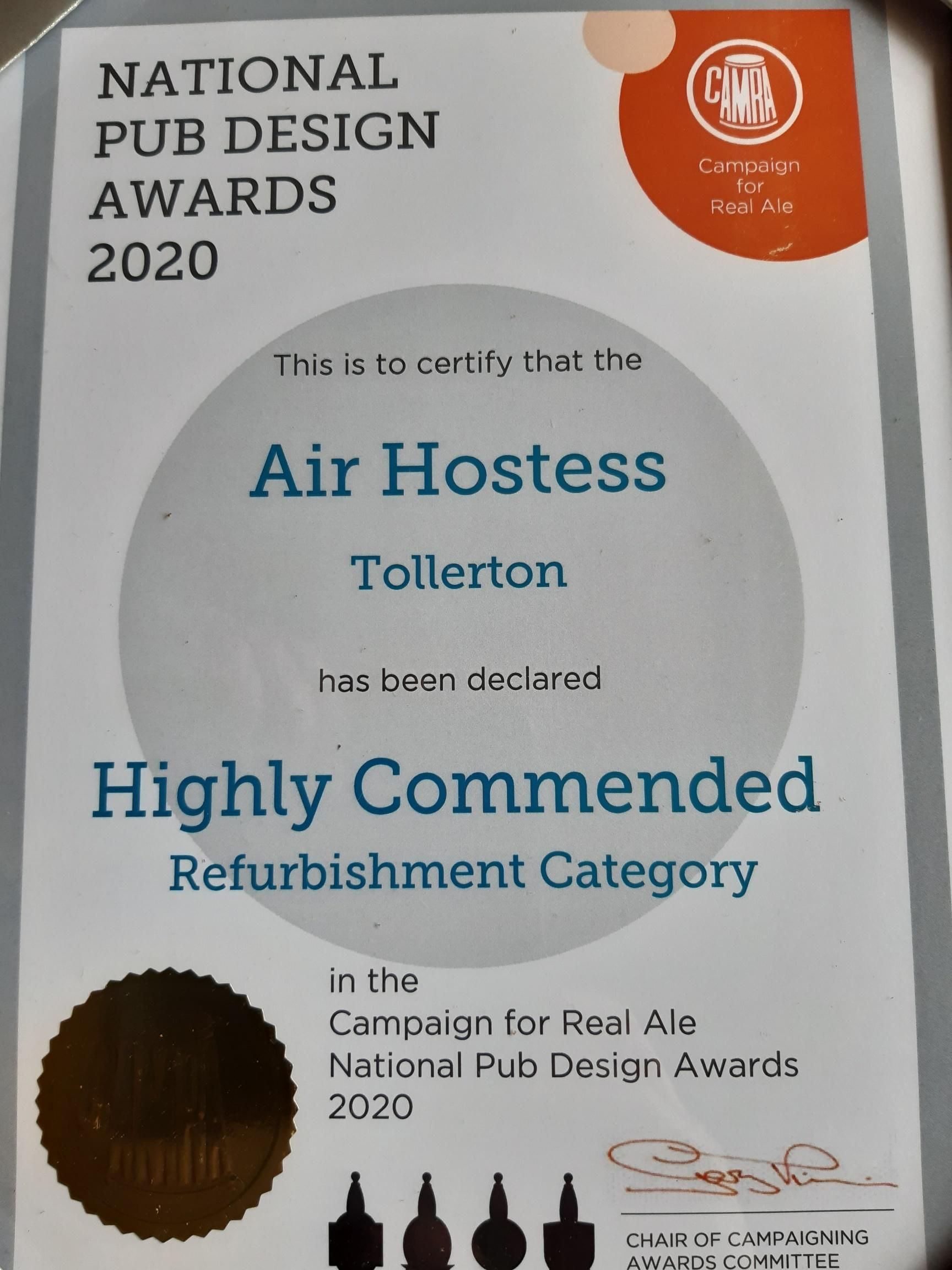 National Pub Design Award 2020 Air Hostess . Published on 11-09-2021