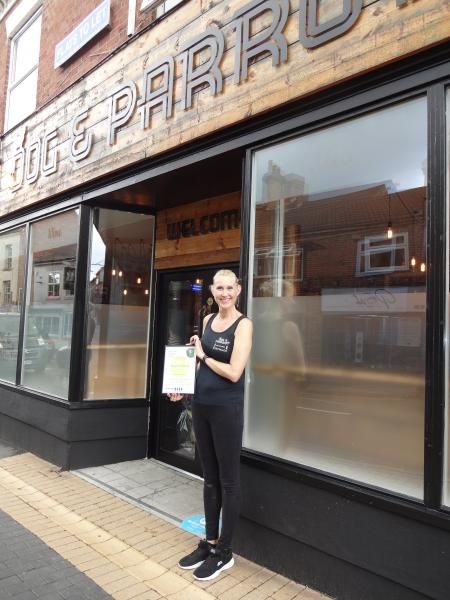 Kathryn, landlady with lockdown award July 2020. (Award). Published on 26-07-2020
